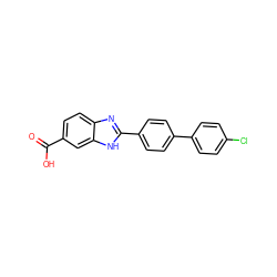 O=C(O)c1ccc2nc(-c3ccc(-c4ccc(Cl)cc4)cc3)[nH]c2c1 ZINC000034043438