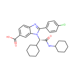 O=C(O)c1ccc2nc(-c3ccc(Cl)cc3)n([C@H](C(=O)NC3CCCCC3)C3CCCCC3)c2c1 ZINC000058661266