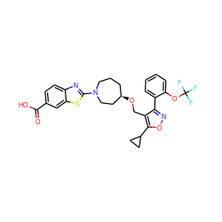 O=C(O)c1ccc2nc(N3CCC[C@@H](OCc4c(-c5ccccc5OC(F)(F)F)noc4C4CC4)CC3)sc2c1 ZINC000200480761