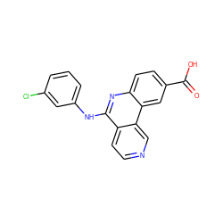 O=C(O)c1ccc2nc(Nc3cccc(Cl)c3)c3ccncc3c2c1 ZINC000066102512