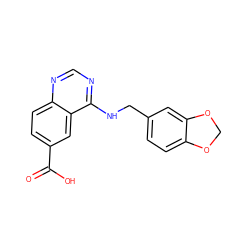 O=C(O)c1ccc2ncnc(NCc3ccc4c(c3)OCO4)c2c1 ZINC000013737673