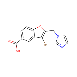 O=C(O)c1ccc2oc(Cn3ccnc3)c(Br)c2c1 ZINC000029394592