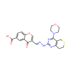 O=C(O)c1ccc2occ(/C=N/Nc3nc4c(c(N5CCOCC5)n3)CSCC4)c(=O)c2c1 ZINC000222047289