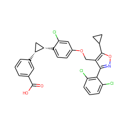 O=C(O)c1cccc([C@@H]2C[C@@H]2c2ccc(OCc3c(-c4c(Cl)cccc4Cl)noc3C3CC3)cc2Cl)c1 ZINC000115371132