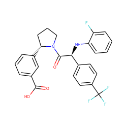 O=C(O)c1cccc([C@@H]2CCCN2C(=O)[C@@H](Nc2ccccc2F)c2ccc(C(F)(F)F)cc2)c1 ZINC000095602891