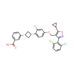 O=C(O)c1cccc([C@H]2C[C@@H](c3ccc(OCc4c(-c5c(Cl)cccc5Cl)noc4C4CC4)cc3Cl)C2)c1 ZINC000653864009