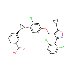 O=C(O)c1cccc([C@H]2C[C@@H]2c2ccc(OCc3c(-c4c(Cl)cccc4Cl)noc3C3CC3)cc2Cl)c1 ZINC000115371134