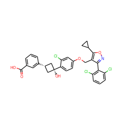 O=C(O)c1cccc([C@H]2C[C@](O)(c3ccc(OCc4c(-c5c(Cl)cccc5Cl)noc4C4CC4)cc3Cl)C2)c1 ZINC000653864002