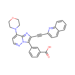 O=C(O)c1cccc(-c2c(C#Cc3ccc4ccccc4n3)nc3c(N4CCOCC4)ccnn23)c1 ZINC001772651634