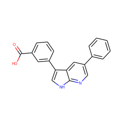 O=C(O)c1cccc(-c2c[nH]c3ncc(-c4ccccc4)cc23)c1 ZINC000136948936