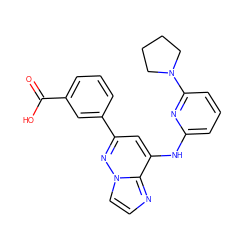 O=C(O)c1cccc(-c2cc(Nc3cccc(N4CCCC4)n3)c3nccn3n2)c1 ZINC000207354639