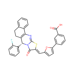 O=C(O)c1cccc(-c2ccc(/C=c3\sc4n(c3=O)[C@H](c3ccccc3F)C3=C(N=4)c4ccccc4CC3)o2)c1 ZINC000049784990