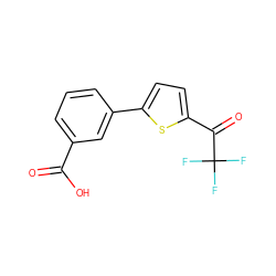 O=C(O)c1cccc(-c2ccc(C(=O)C(F)(F)F)s2)c1 ZINC000045258628