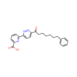 O=C(O)c1cccc(-c2ccc(C(=O)CCCCCCc3ccccc3)nn2)n1 ZINC000040917911