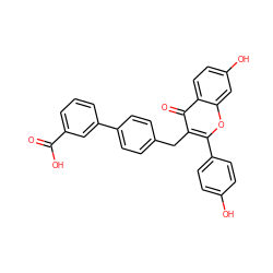 O=C(O)c1cccc(-c2ccc(Cc3c(-c4ccc(O)cc4)oc4cc(O)ccc4c3=O)cc2)c1 ZINC000040956858