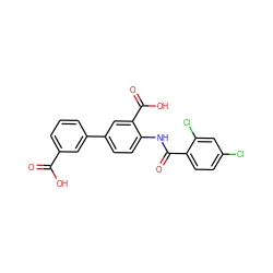 O=C(O)c1cccc(-c2ccc(NC(=O)c3ccc(Cl)cc3Cl)c(C(=O)O)c2)c1 ZINC000001491417