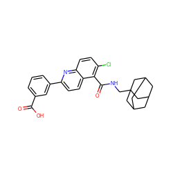 O=C(O)c1cccc(-c2ccc3c(C(=O)NCC45CC6CC(CC(C6)C4)C5)c(Cl)ccc3n2)c1 ZINC000043122787