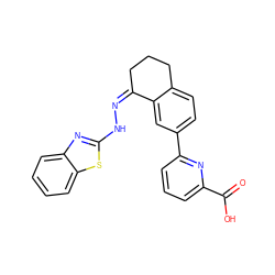 O=C(O)c1cccc(-c2ccc3c(c2)/C(=N\Nc2nc4ccccc4s2)CCC3)n1 ZINC000096272580