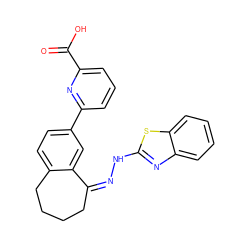 O=C(O)c1cccc(-c2ccc3c(c2)/C(=N\Nc2nc4ccccc4s2)CCCC3)n1 ZINC000096272610