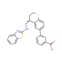 O=C(O)c1cccc(-c2ccc3c(c2)/C(=N\Nc2nc4ccccc4s2)CCS3)n1 ZINC000096272609