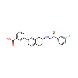 O=C(O)c1cccc(-c2ccc3c(c2)C[C@@H](NC[C@H](O)c2cccc(Cl)c2)CC3)c1 ZINC000040845733