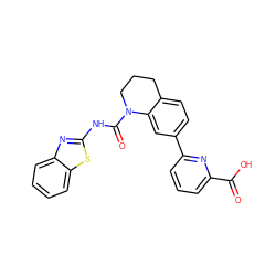 O=C(O)c1cccc(-c2ccc3c(c2)N(C(=O)Nc2nc4ccccc4s2)CCC3)n1 ZINC000114176384