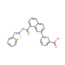 O=C(O)c1cccc(-c2ccc3cccc(C(=O)Nc4nc5ccccc5s4)c3c2)n1 ZINC000169349181