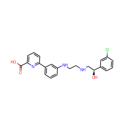 O=C(O)c1cccc(-c2cccc(NCCNC[C@H](O)c3cccc(Cl)c3)c2)n1 ZINC000011422346