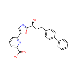 O=C(O)c1cccc(-c2cnc([C@@H](O)CCc3ccc(-c4ccccc4)cc3)o2)n1 ZINC000029135877