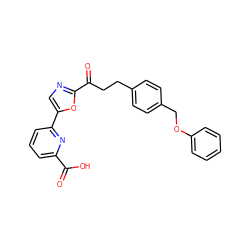 O=C(O)c1cccc(-c2cnc(C(=O)CCc3ccc(COc4ccccc4)cc3)o2)n1 ZINC000029136194