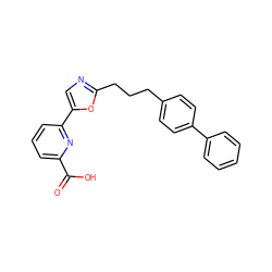 O=C(O)c1cccc(-c2cnc(CCCc3ccc(-c4ccccc4)cc3)o2)n1 ZINC000029135875