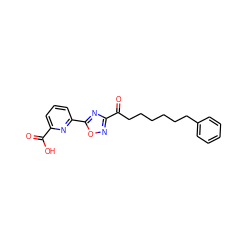 O=C(O)c1cccc(-c2nc(C(=O)CCCCCCc3ccccc3)no2)n1 ZINC000040395820