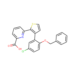 O=C(O)c1cccc(-c2sccc2-c2cc(Cl)ccc2OCc2ccccc2)n1 ZINC000028335098