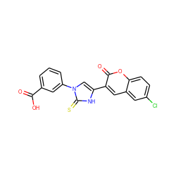 O=C(O)c1cccc(-n2cc(-c3cc4cc(Cl)ccc4oc3=O)[nH]c2=S)c1 ZINC000082154782