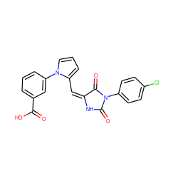 O=C(O)c1cccc(-n2cccc2/C=C2/NC(=O)N(c3ccc(Cl)cc3)C2=O)c1 ZINC000003641751