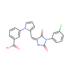 O=C(O)c1cccc(-n2cccc2/C=C2/NC(=O)N(c3cccc(Cl)c3)C2=O)c1 ZINC000009089913