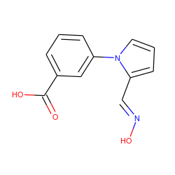 O=C(O)c1cccc(-n2cccc2/C=N/O)c1 ZINC000019825023