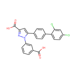 O=C(O)c1cccc(-n2nc(C(=O)O)cc2-c2ccc(-c3ccc(Cl)cc3Cl)cc2)c1 ZINC000013534737