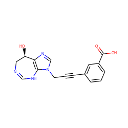 O=C(O)c1cccc(C#CCn2cnc3c2NC=NC[C@H]3O)c1 ZINC000013807564