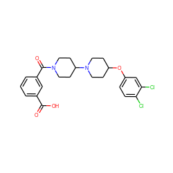 O=C(O)c1cccc(C(=O)N2CCC(N3CCC(Oc4ccc(Cl)c(Cl)c4)CC3)CC2)c1 ZINC000095557754