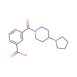 O=C(O)c1cccc(C(=O)N2CCC(N3CCCC3)CC2)c1 ZINC000169322287