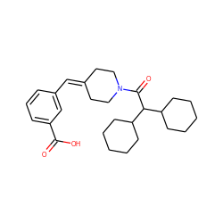 O=C(O)c1cccc(C=C2CCN(C(=O)C(C3CCCCC3)C3CCCCC3)CC2)c1 ZINC000013475214