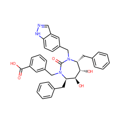 O=C(O)c1cccc(CN2C(=O)N(Cc3ccc4[nH]ncc4c3)[C@H](Cc3ccccc3)[C@H](O)[C@@H](O)[C@H]2Cc2ccccc2)c1 ZINC000014908089