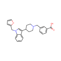 O=C(O)c1cccc(CN2CCC(c3cn(Cc4ccco4)c4ccccc34)CC2)c1 ZINC000013586285