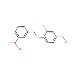 O=C(O)c1cccc(COc2ccc(CO)cc2Cl)c1 ZINC000004278465