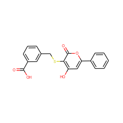 O=C(O)c1cccc(CSc2c(O)cc(-c3ccccc3)oc2=O)c1 ZINC000032016346