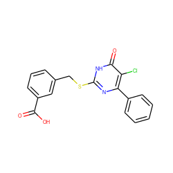 O=C(O)c1cccc(CSc2nc(-c3ccccc3)c(Cl)c(=O)[nH]2)c1 ZINC001772630585