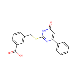 O=C(O)c1cccc(CSc2nc(-c3ccccc3)cc(=O)[nH]2)c1 ZINC000020394635