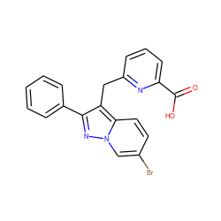 O=C(O)c1cccc(Cc2c(-c3ccccc3)nn3cc(Br)ccc23)n1 ZINC000203414389