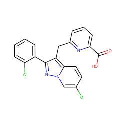 O=C(O)c1cccc(Cc2c(-c3ccccc3Cl)nn3cc(Cl)ccc23)n1 ZINC001772575261